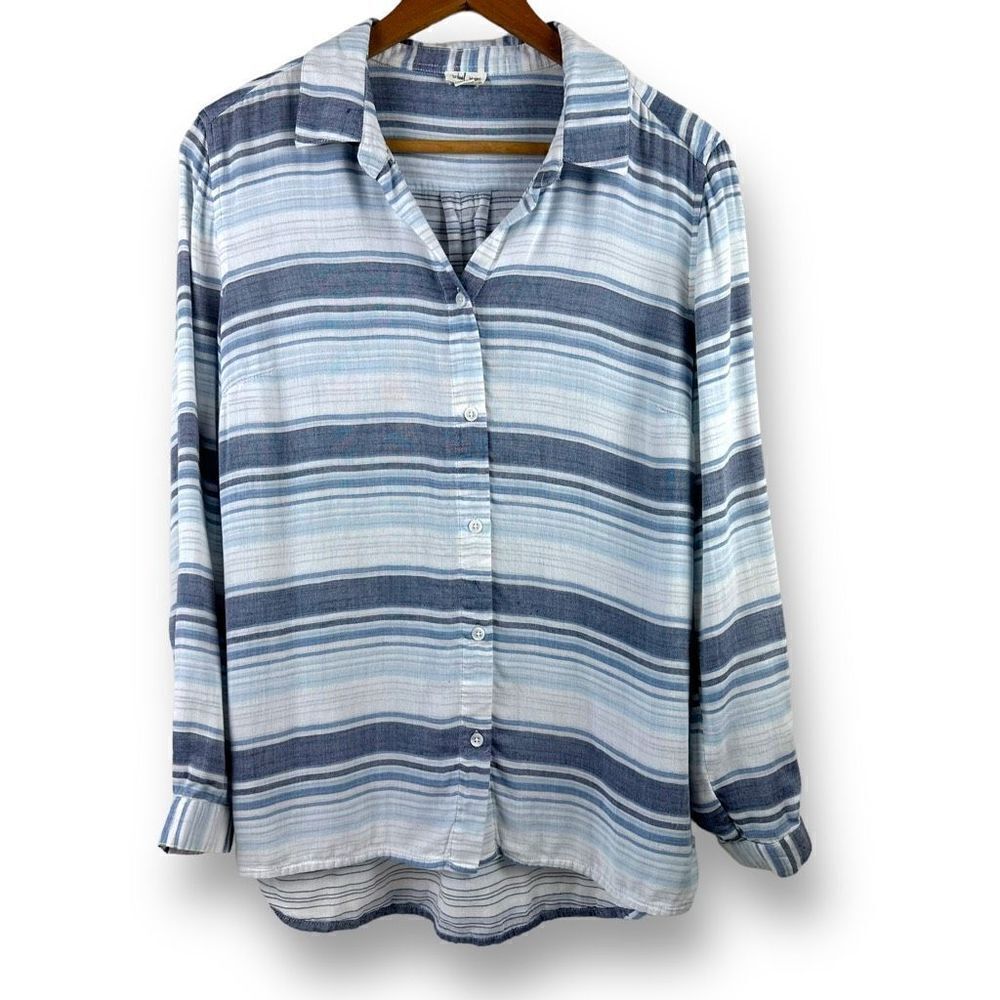 Tribal Jeans blue striped button up‎ shirt size S